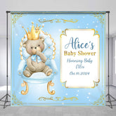 Lofaris Personalized Name Blue Bear Baby Shower Backdrop